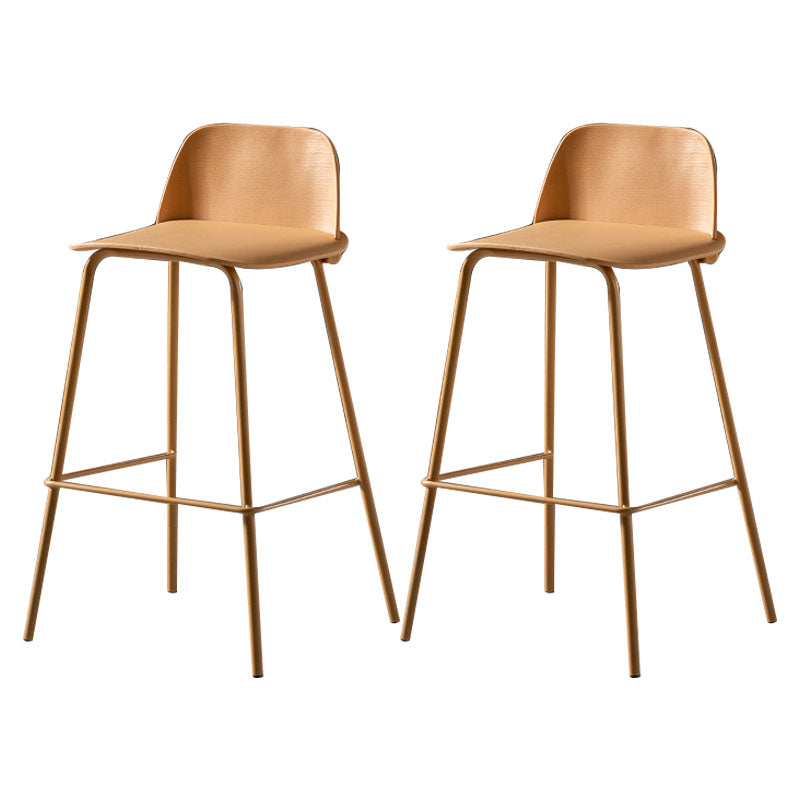 Modern Plastic Seats Macron Barstool Metal 4 Legs Bar Stool for Indoor, Set of 2
