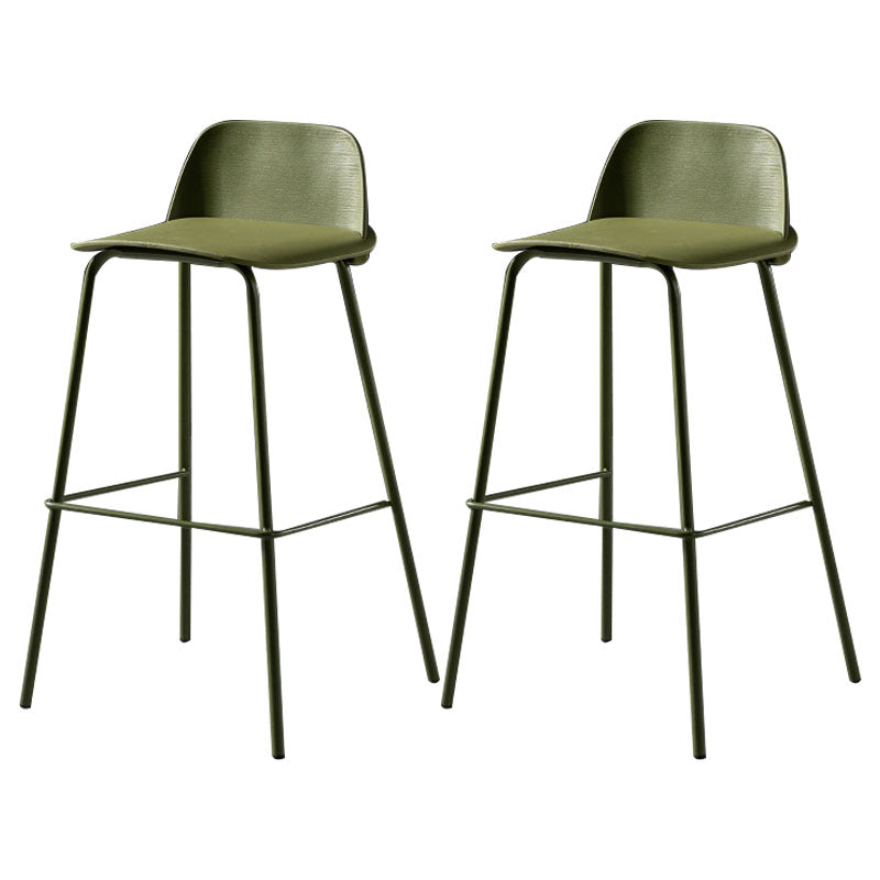 Modern Plastic Seats Macron Barstool Metal 4 Legs Bar Stool for Indoor, Set of 2