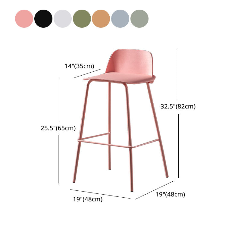 Modern Plastic Seats Macron Barstool Metal 4 Legs Bar Stool for Indoor, Set of 2
