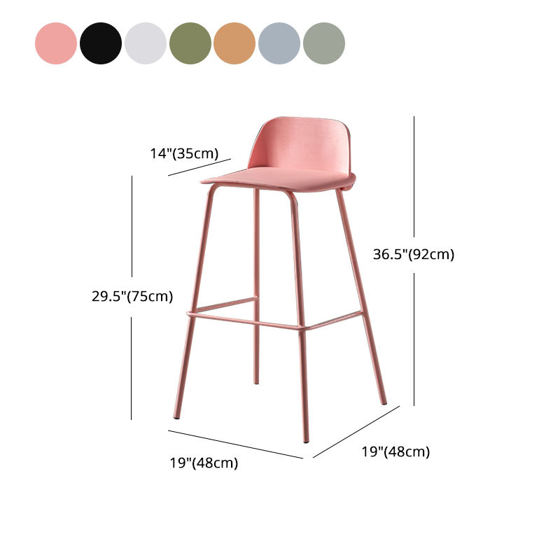 Modern Plastic Seats Macron Barstool Metal 4 Legs Bar Stool for Indoor, Set of 2