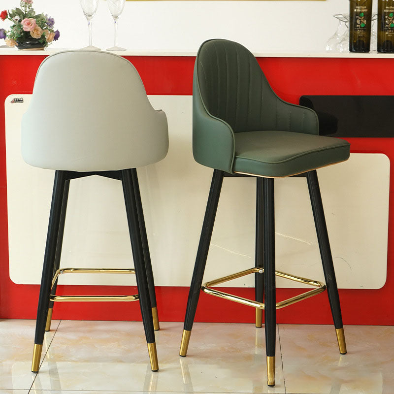Barhocker im nordischen Stil mit PU-Ledersitzen, Thekenhocker, 2er-Set