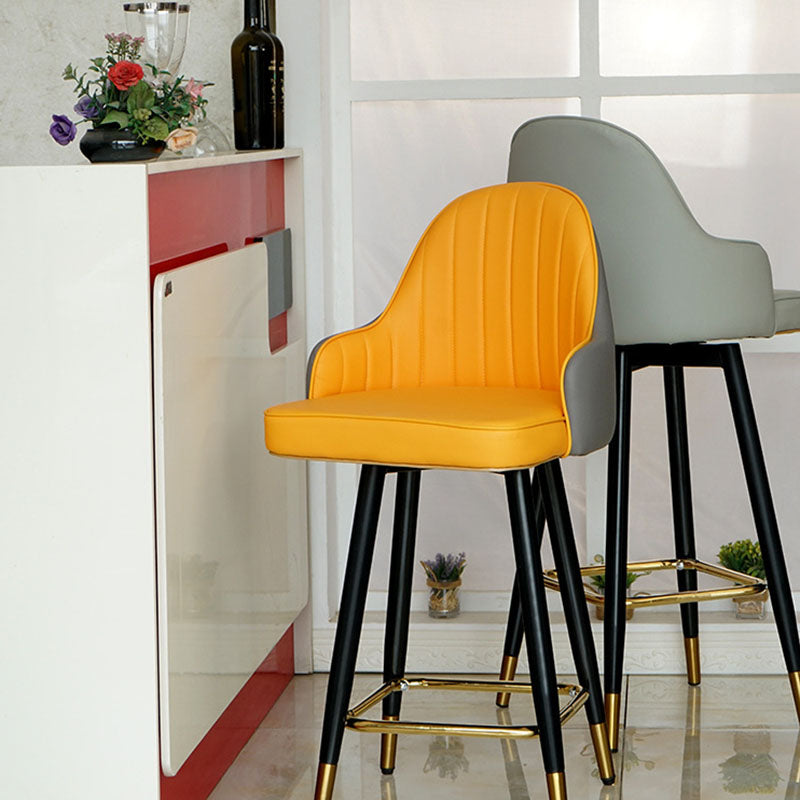 Barhocker im nordischen Stil mit PU-Ledersitzen, Thekenhocker, 2er-Set
