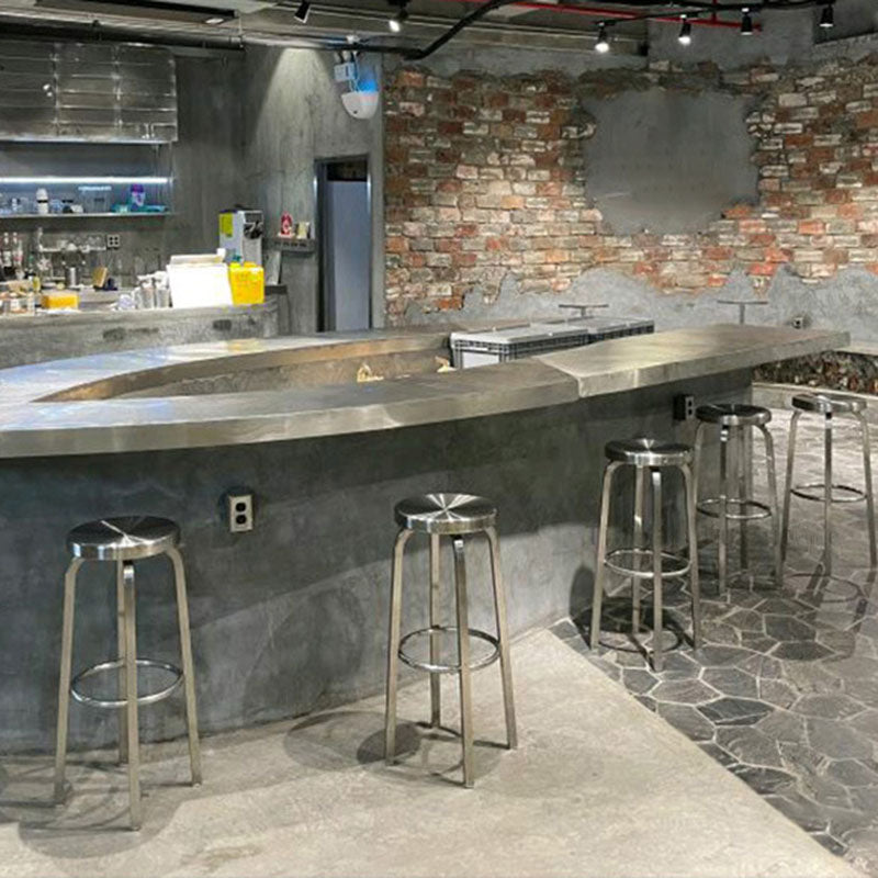 Taburete de bar sin brazos de estilo industrial, taburetes de mostrador de acero inoxidable para cafetería, 1 pieza