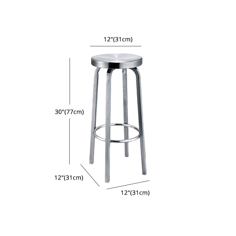 Taburete de bar sin brazos de estilo industrial, taburetes de mostrador de acero inoxidable para cafetería, 1 pieza