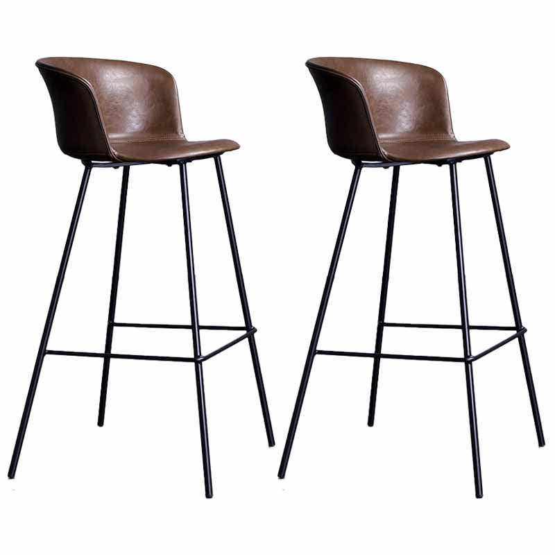 Asientos modernos de cuero de la granja de cuero Metal 4 piernas de 4 patas, conjunto de 2