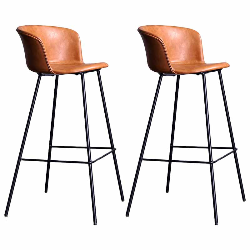 Asientos modernos de cuero de la granja de cuero Metal 4 piernas de 4 patas, conjunto de 2