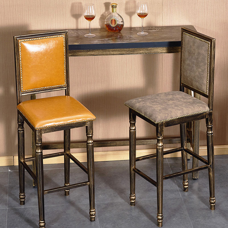 Distressed Bronze 29.5" H Barstool Industrial Indoor Tall Stool with Square Seat