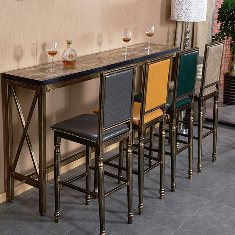 Distressed Bronze 29.5" H Barstool Industrial Indoor Tall Stool with Square Seat