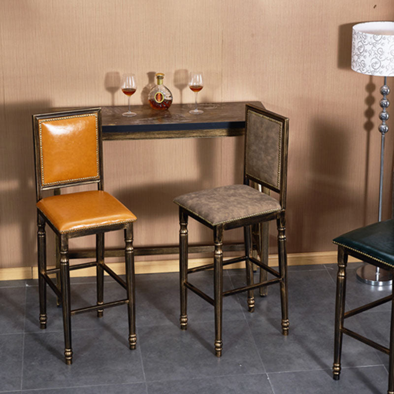 Distressed Bronze 29.5" H Barstool Industrial Indoor Tall Stool with Square Seat