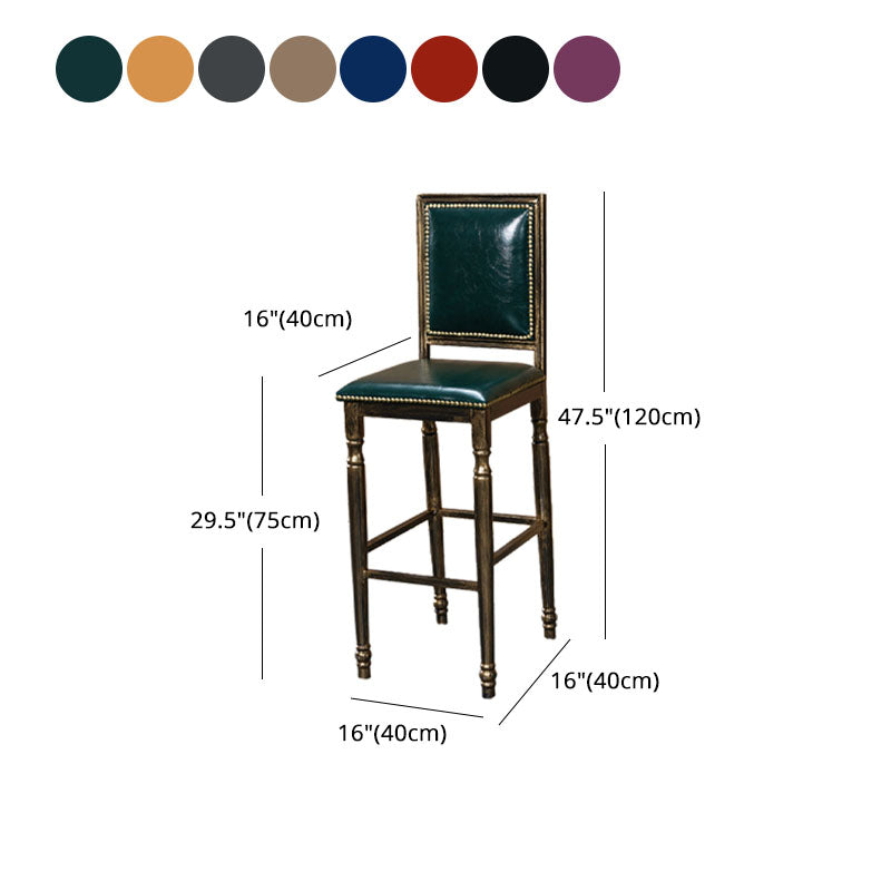 Distressed Bronze 29.5" H Barstool Industrial Indoor Tall Stool with Square Seat
