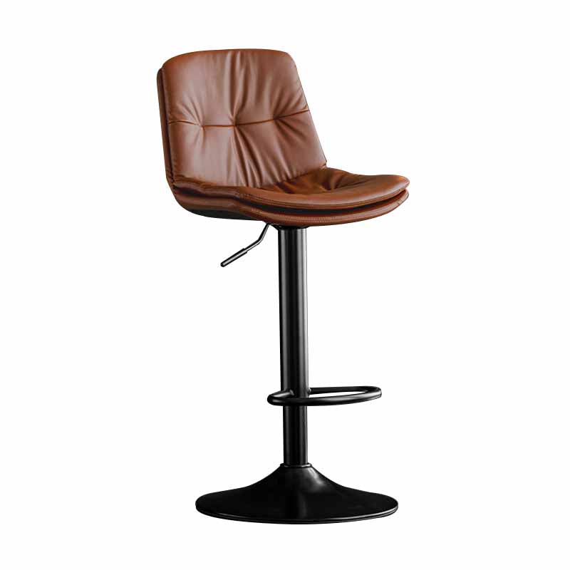 Taburete de barra giratorio ajustable de metal nórdico taburete alto con asiento de cuero