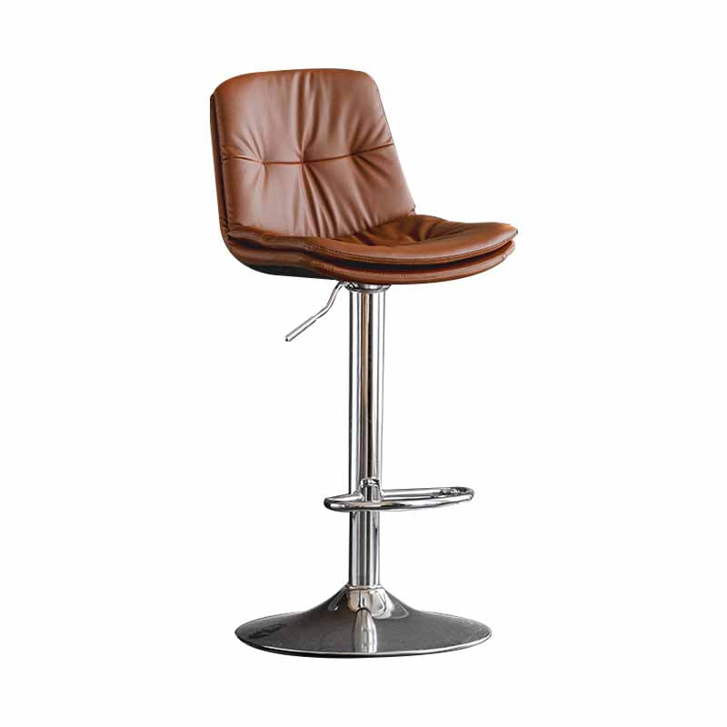 Taburete de barra giratorio ajustable de metal nórdico taburete alto con asiento de cuero