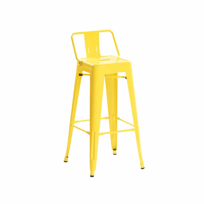Industrial Iron Low Back Barstool 29.5" H Indoor Tall Stool with Square Seat