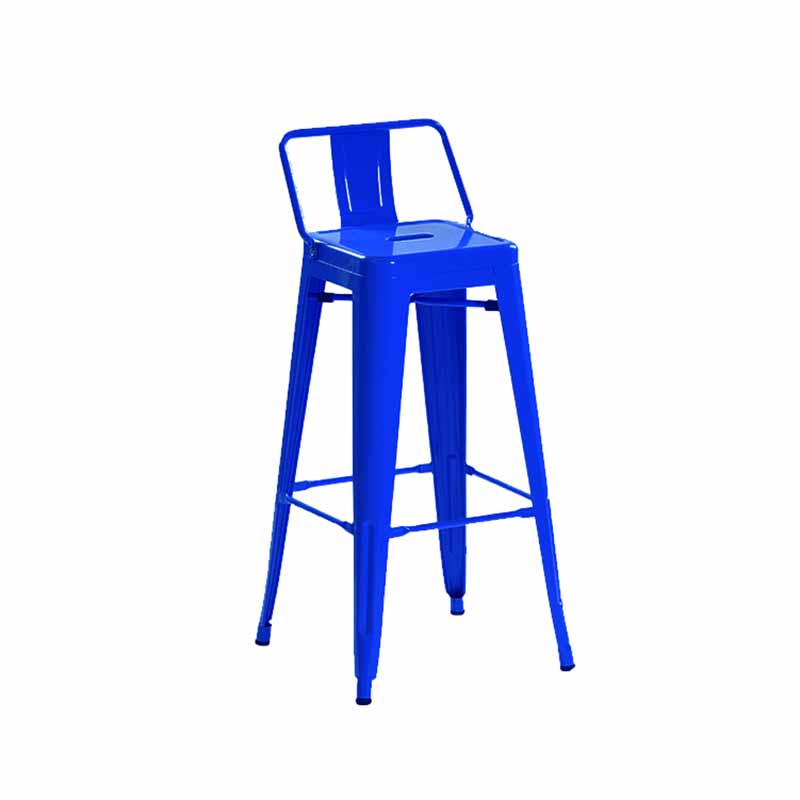Industrial Iron Low Back Barstool 29.5" H Indoor Tall Stool with Square Seat