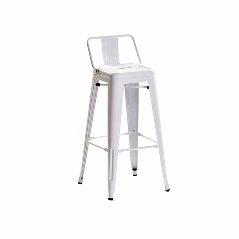 Industrial Iron Low Back Barstool 29.5" H Indoor Tall Stool with Square Seat