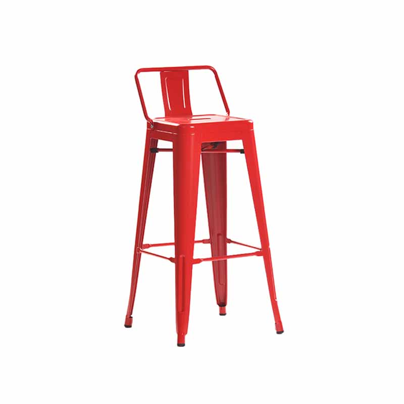 Industrial Iron Low Back Barstool 29.5" H Indoor Tall Stool with Square Seat