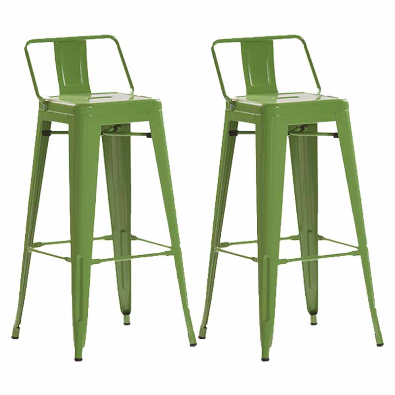 Industrial Iron Low Back Barstool 29.5" H Indoor Tall Stool with Square Seat