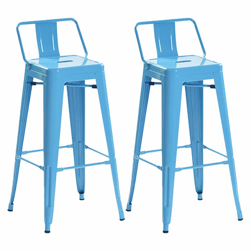 Industrial Iron Low Back Barstool 29.5" H Indoor Tall Stool with Square Seat