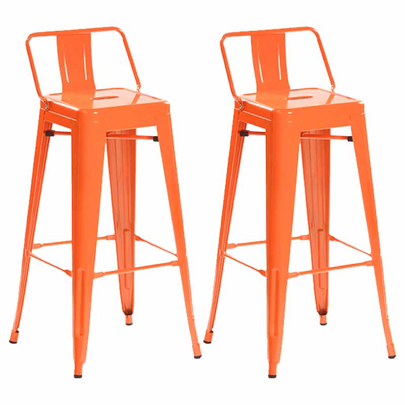 Industrial Iron Low Back Barstool 29.5" H Indoor Tall Stool with Square Seat