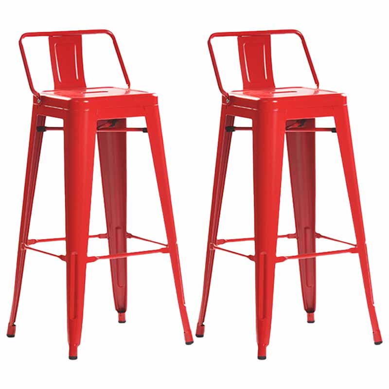 Industrial Iron Low Back Barstool 29.5" H Indoor Tall Stool with Square Seat