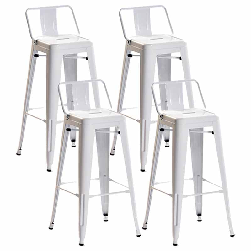 Industrial Iron Low Back Barstool 29.5" H Indoor Tall Stool with Square Seat