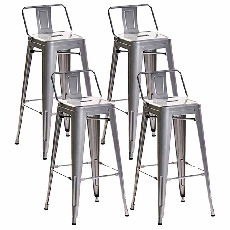Industrial Iron Low Back Barstool 29.5" H Indoor Tall Stool with Square Seat