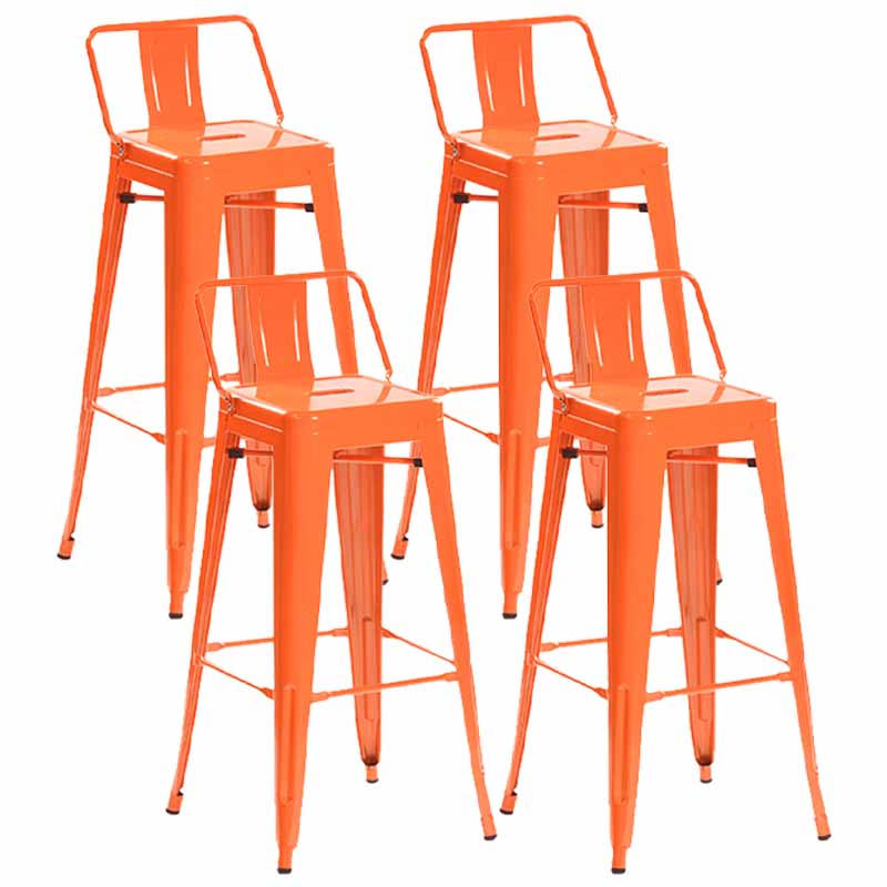 Industrial Iron Low Back Barstool 29.5" H Indoor Tall Stool with Square Seat
