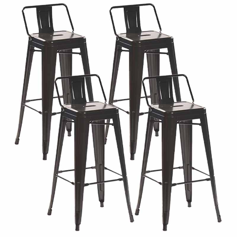 Industrial Iron Low Back Barstool 29.5" H Indoor Tall Stool with Square Seat