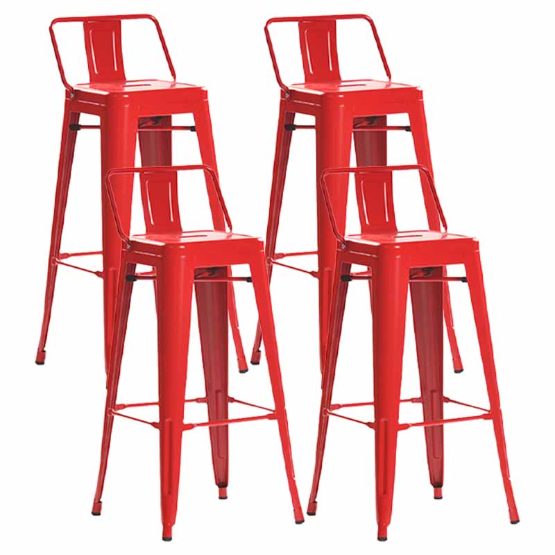 Industrial Iron Low Back Barstool 29.5" H Indoor Tall Stool with Square Seat