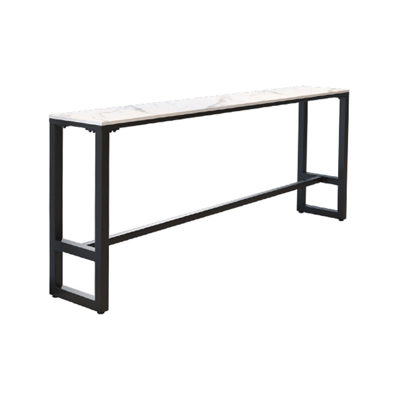Industrial Black Iron Bar Table White Faux Marble Rectangle Top 41.3"H Bistro Table