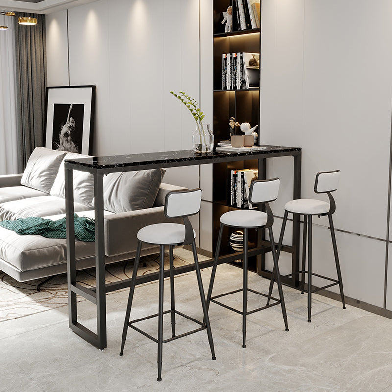 Industrial Black Iron Bar Table Marble Rectangle Top 41.3"H Bistro Table, Only Table