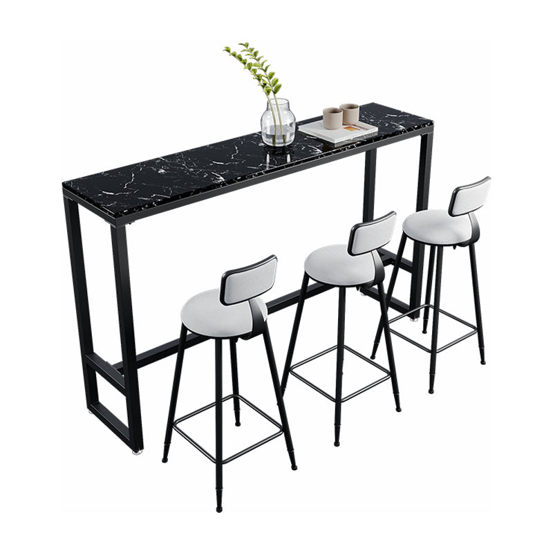 Industrial Black Iron Bar Table Marble Rectangle Top 41.3"H Bistro Table, Only Table