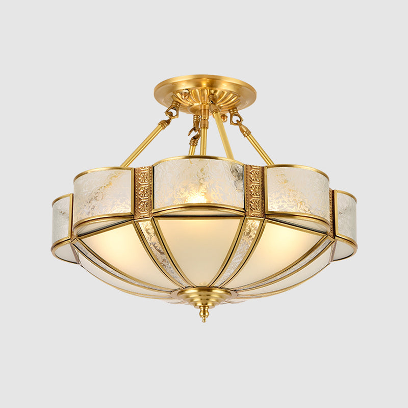 Éclairage de montage de plafond en verre en laiton de style vintage de lumière de bâti semi-encastré inversé