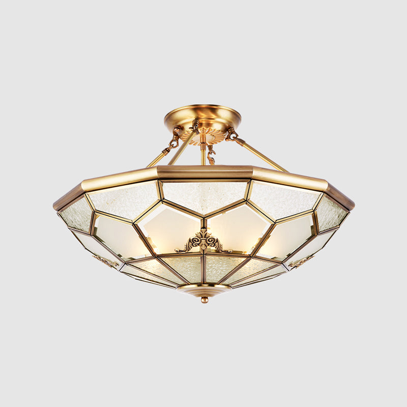 Éclairage de montage de plafond en verre en laiton de style vintage de lumière de bâti semi-encastré inversé