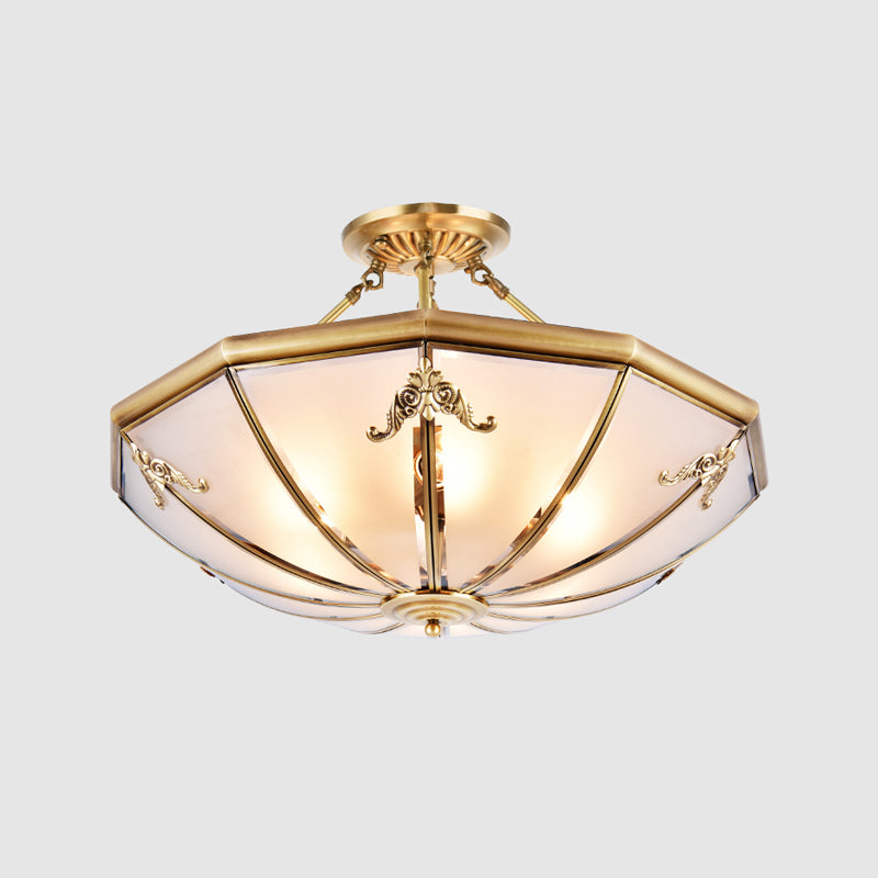 Éclairage de montage de plafond en verre en laiton de style vintage de lumière de bâti semi-encastré inversé