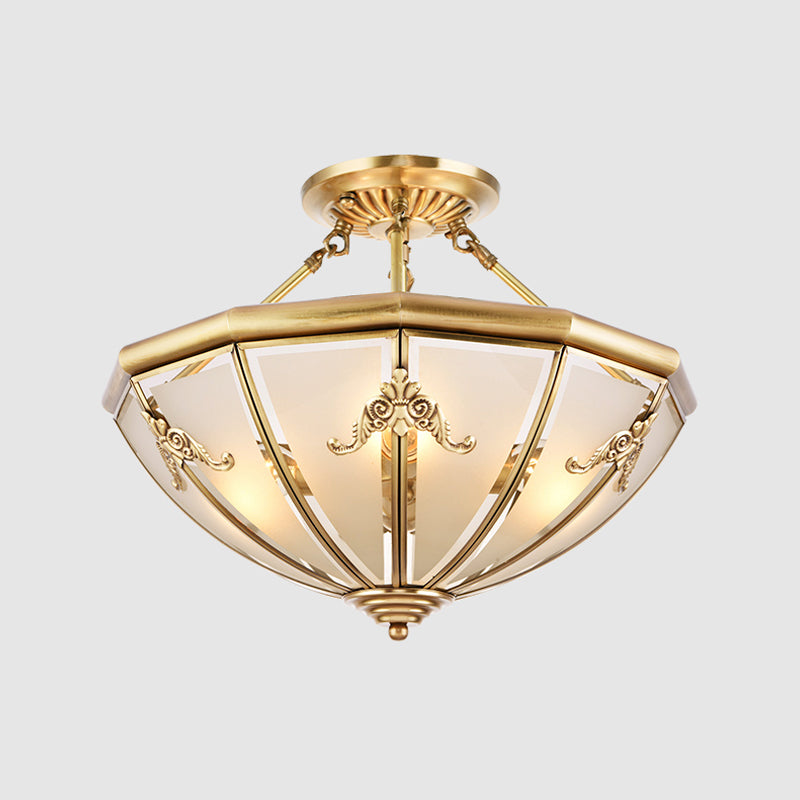 Éclairage de montage de plafond en verre en laiton de style vintage de lumière de bâti semi-encastré inversé