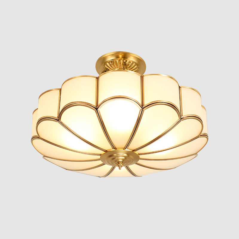Éclairage de montage de plafond en verre en laiton de style vintage de lumière de bâti semi-encastré inversé