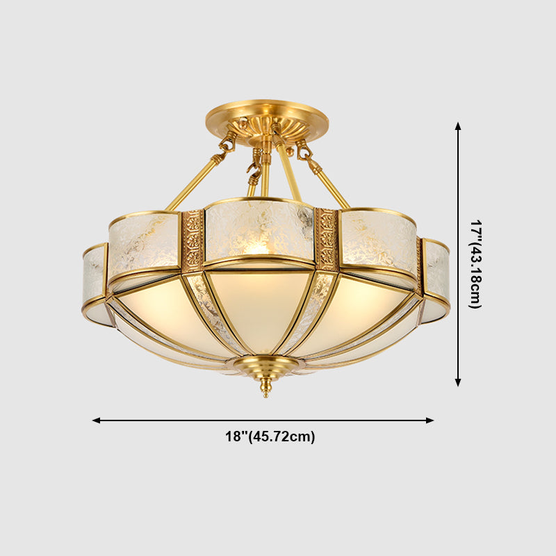 Éclairage de montage de plafond en verre en laiton de style vintage de lumière de bâti semi-encastré inversé
