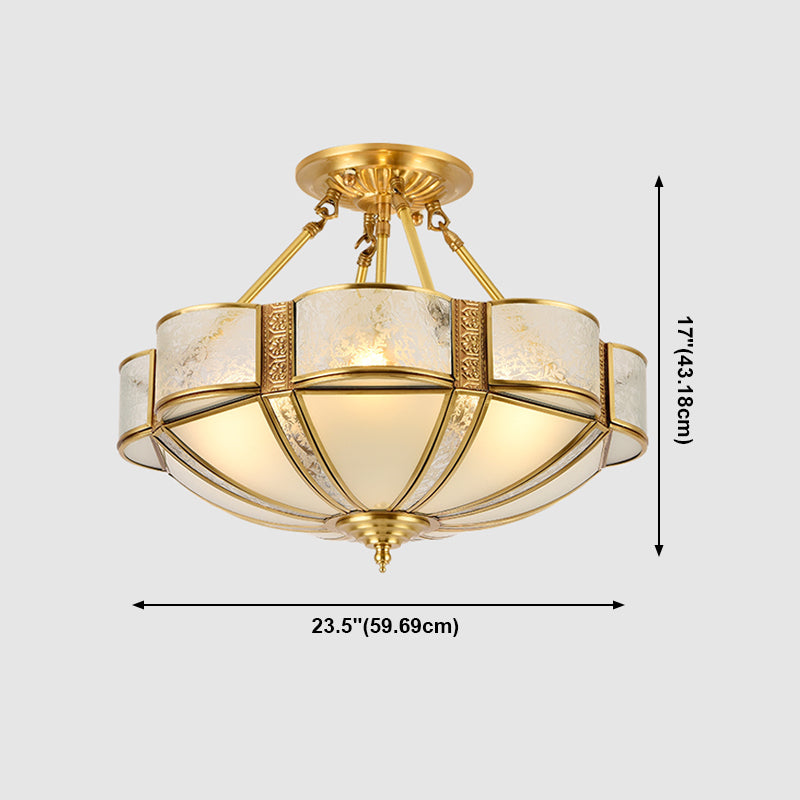 Éclairage de montage de plafond en verre en laiton de style vintage de lumière de bâti semi-encastré inversé