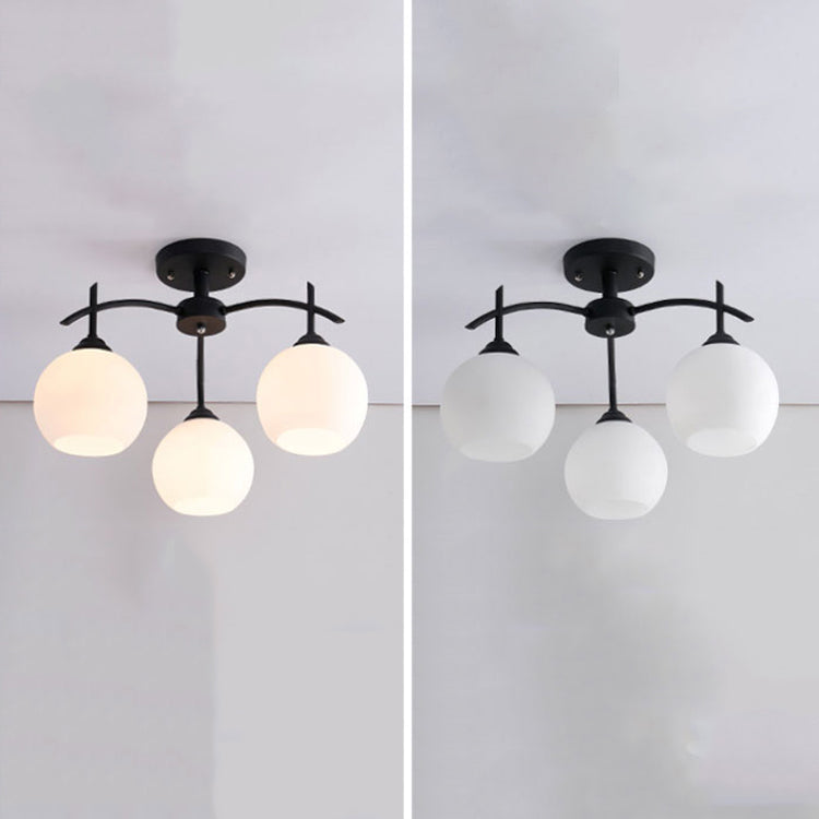 Black Semi Flush Mount Lighting Modern Glass Spherical Ceiling Mount Light Fixture