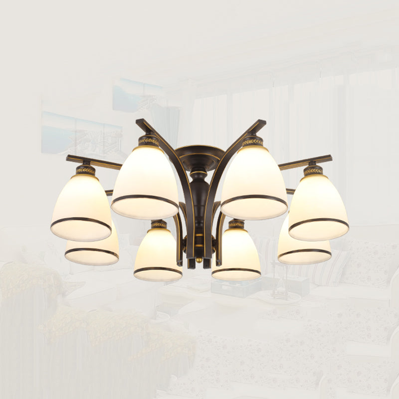 Black Semi Flush Mount Lighting Modern Style Glass Conical Semi-Flush Mount Ceiling Light