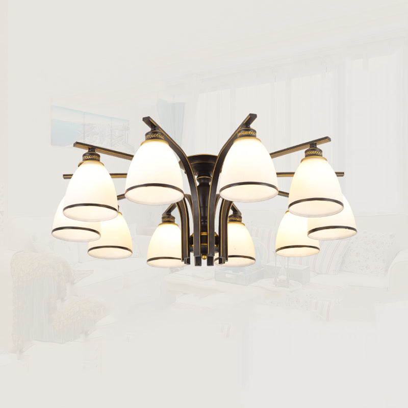 Black Semi Flush Mount Lighting Modern Style Glass Conical Semi-Flush Mount Ceiling Light