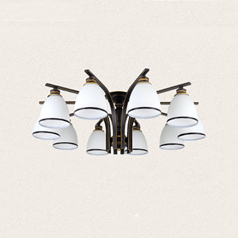 Black Semi Flush Mount Lighting Modern Style Glass Conical Semi-Flush Mount Ceiling Light