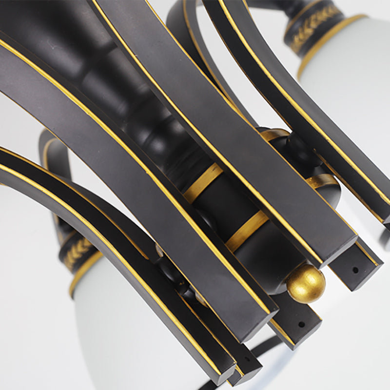 Black Semi Flush Mount Lighting Modern Style Glass Conical Semi-Flush Mount Ceiling Light