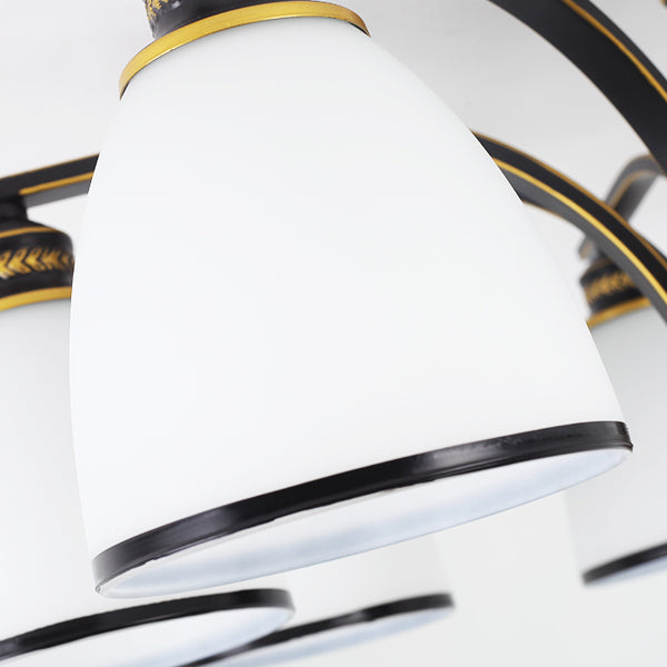 Black Semi Flush Mount Lighting Modern Style Glass Conical Semi-Flush Mount Ceiling Light
