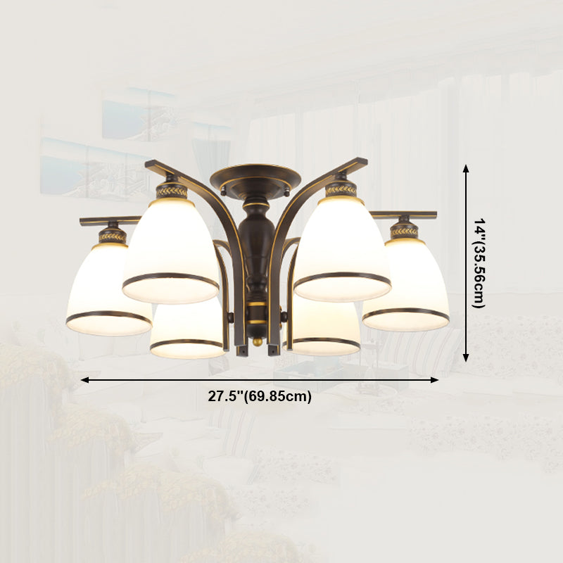 Black Semi Flush Mount Lighting Modern Style Glass Conical Semi-Flush Mount Ceiling Light