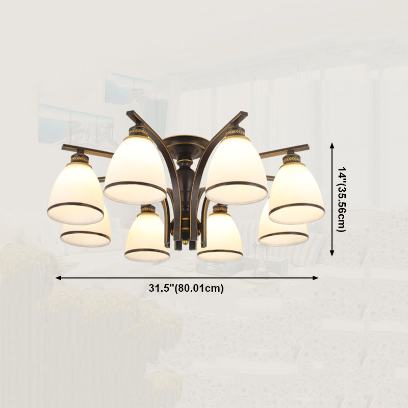 Black Semi Flush Mount Lighting Modern Style Glass Conical Semi-Flush Mount Ceiling Light