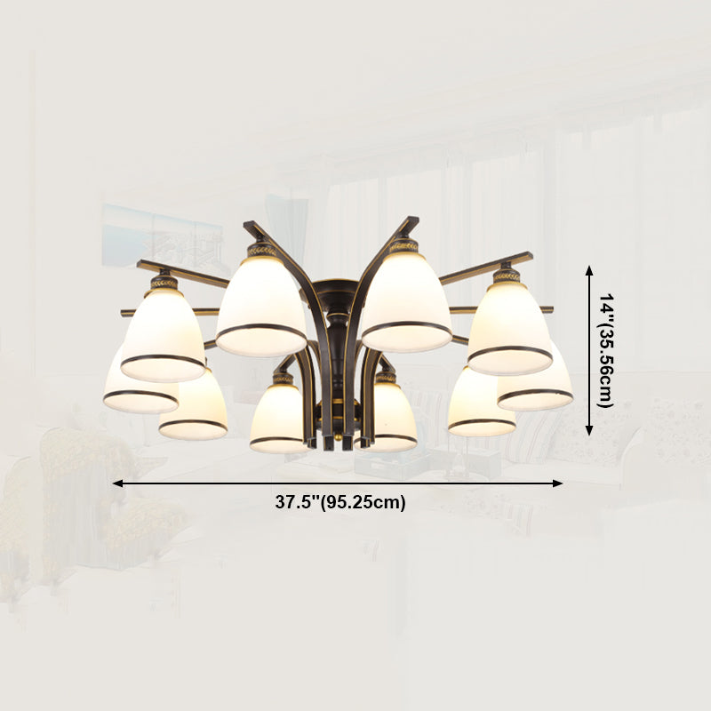 Black Semi Flush Mount Lighting Modern Style Glass Conical Semi-Flush Mount Ceiling Light