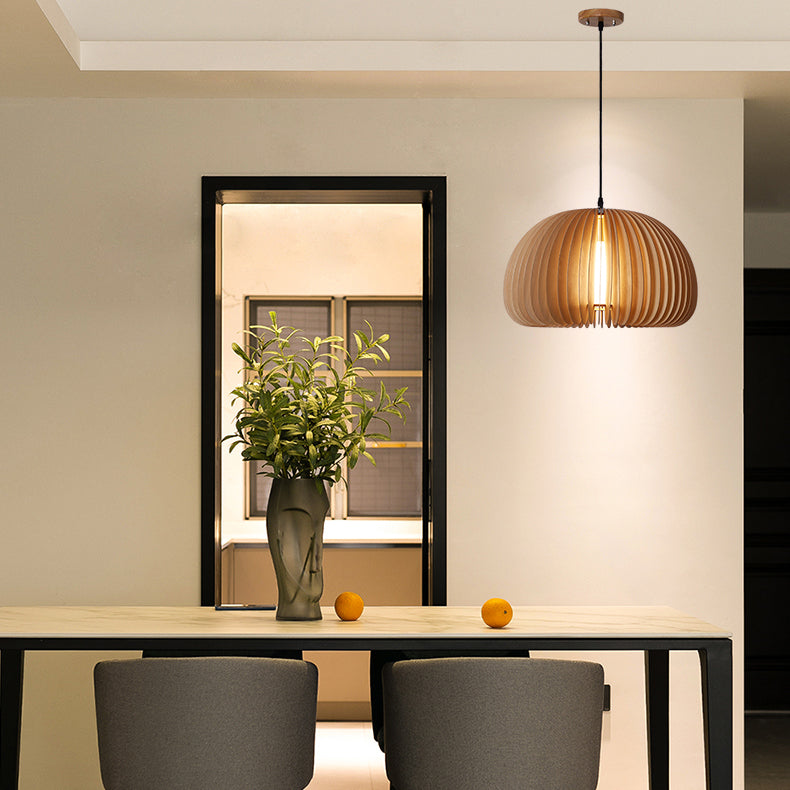 Lampe suspendue en bois style contemporain simple léger pour le café du salon