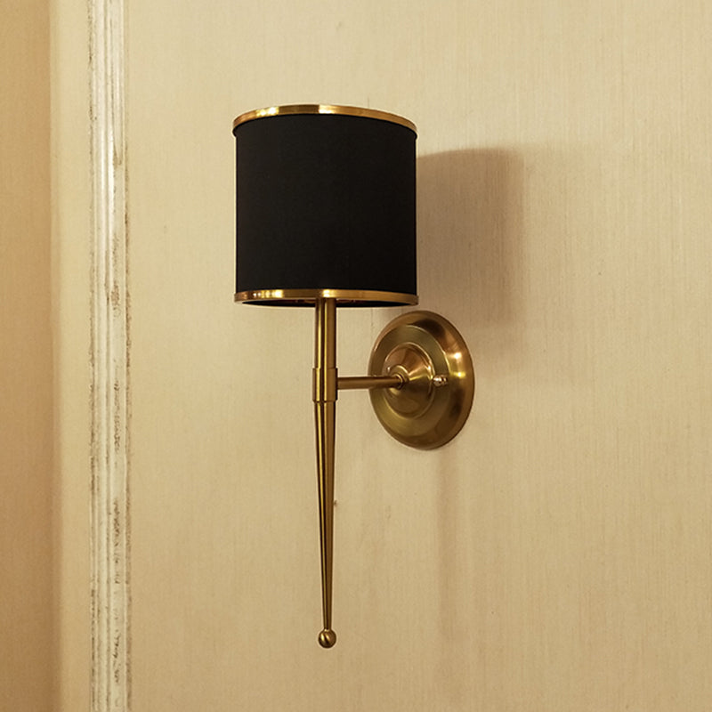 American Messing Wandlauchzylinderwandleuchte mit natürlicher Sackleinen für Wohnzimmer